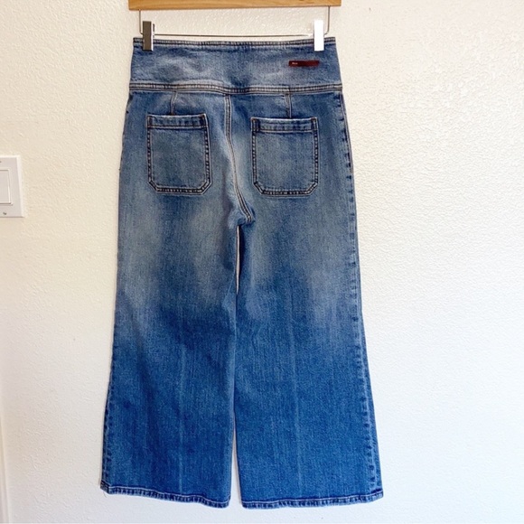 Pilcro & The Letterpress High Rise Wide Leg Cropped Triple Button Jeans - Picture 7 of 9